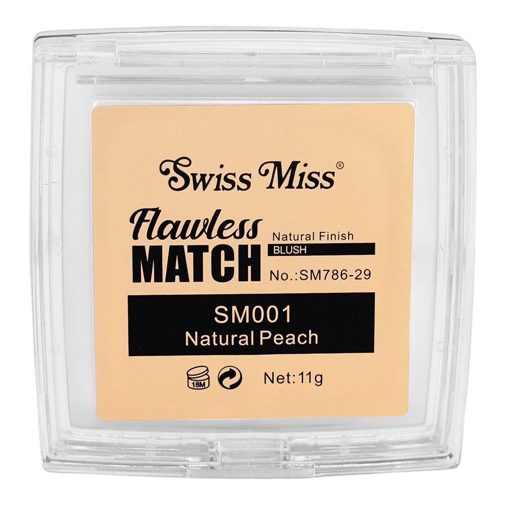 Swiss Miss Flawless Match Natural Finish Blush, SM001 Natural Peach, 11g - Image 3