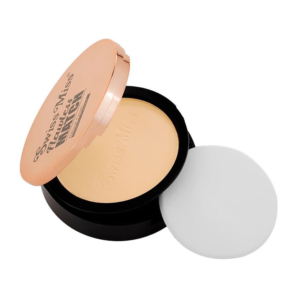 Swiss Miss Flawless Match Natural Finish Compact Powder, SM02 Fine Ivory, 12g - Main Image