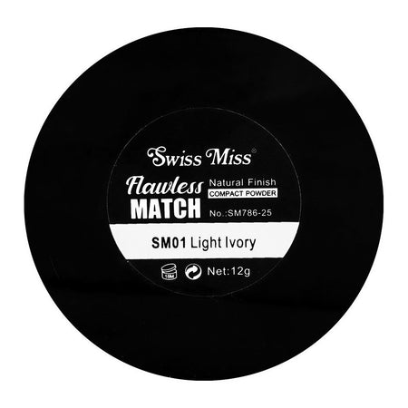 Swiss Miss Flawless Match Natural Finish Compact Powder, SM01 Light Ivory, 12g - Image 3