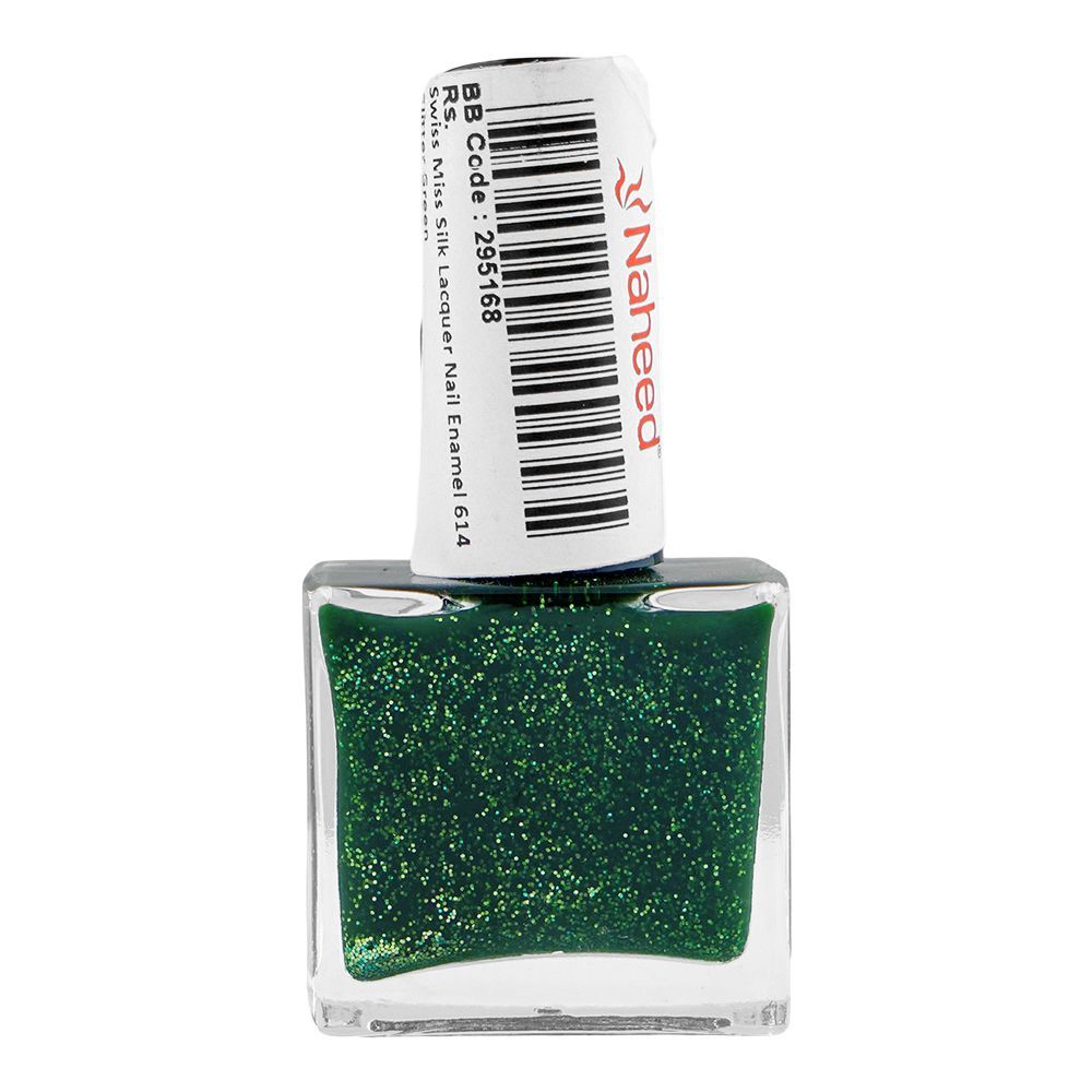 Swiss Miss Silk Lacquer Nail Enamel, 614 Glitter Green - Image 2