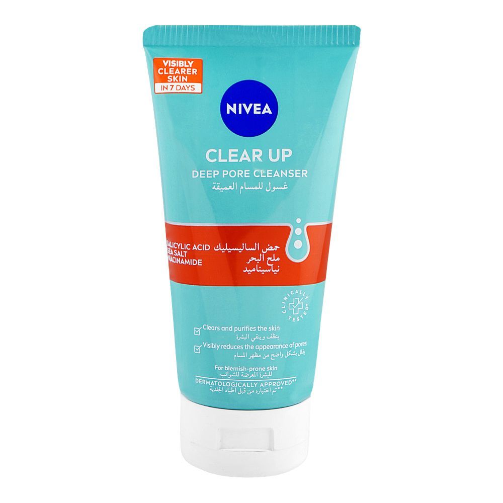 Nivea Clear up Salicylic Acid Sea Salt Niacinamide Deep Pore Cleanser, 150ml - Main Image