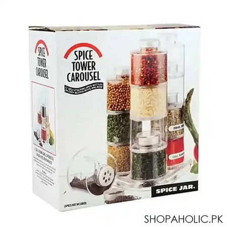 12pcs acrylic spice tower carousel multi layer jar with revolving base image4