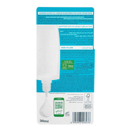 Garnier Acne Prone Skin Salicylic BHA+Air-Lock SPF50+ PA++++ Serum Sunscreen, 30ml - Image 3