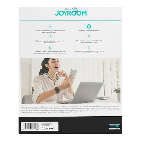 Joyroom Wireless Neck-Band Headphone, Black, JR-D8 - Image 4