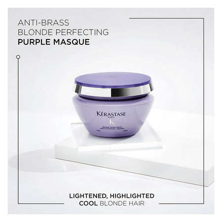 Kerastase Blond Absolu Ultra-Violet Purple Hair Mask For Lightened, Highlighted and Grey Hair - Neutralizes Brassy and Yellow Undertones With Hyaluronic Acid, 200ml - Image 2