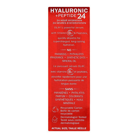 Olay Hyaluronic + Peptide 24 Fragrance Free Hydrating Serum, 40ml - Image 2