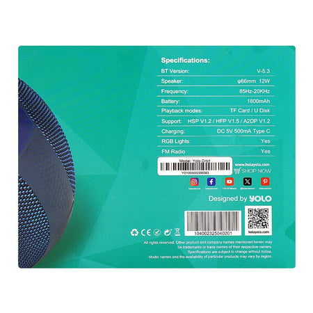 Yolo RGB Orbit Speaker, 12W, 1800mAh - Image 5