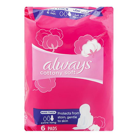 Always Cottony Soft Maxi Thick Extra Long Pads, 6-Pack - Main Image