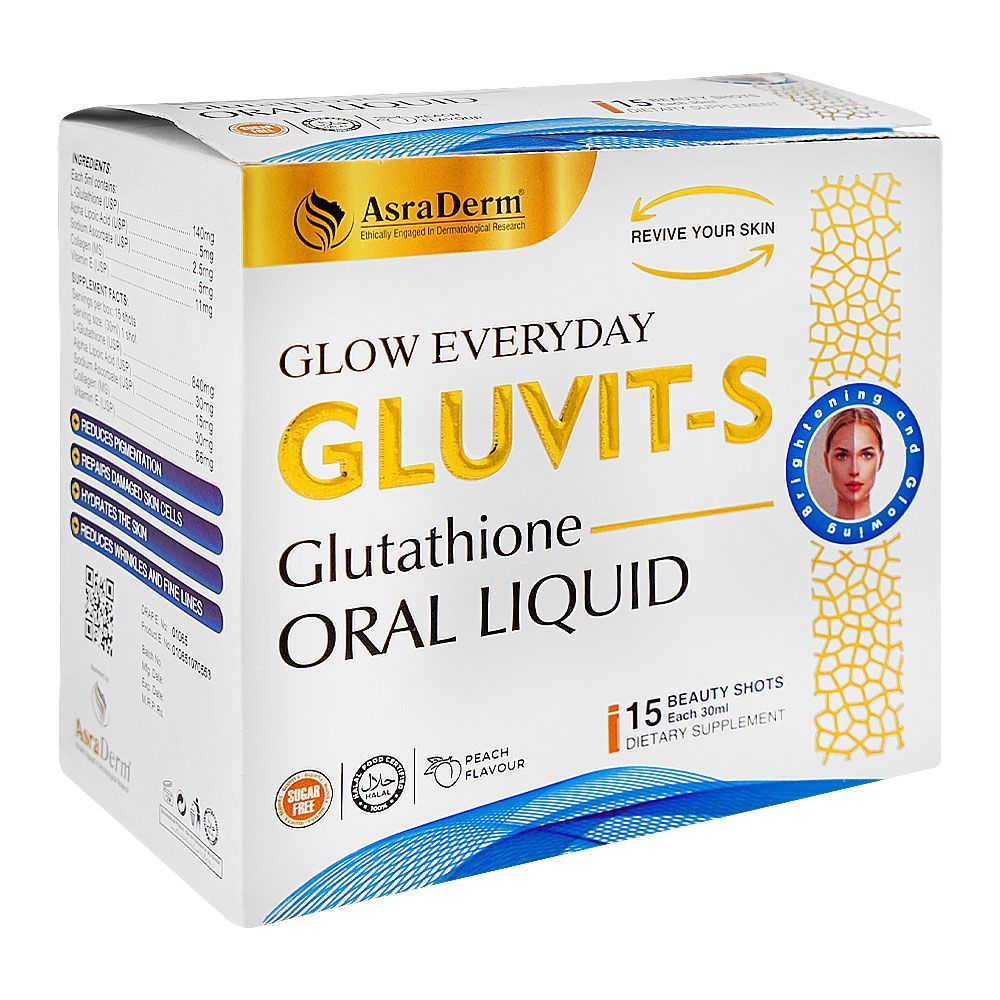 Gluvit's Glutathione Oral Liquid, Sugar Free, For Wrinkles & Fine Lines, 30ml - Main Image