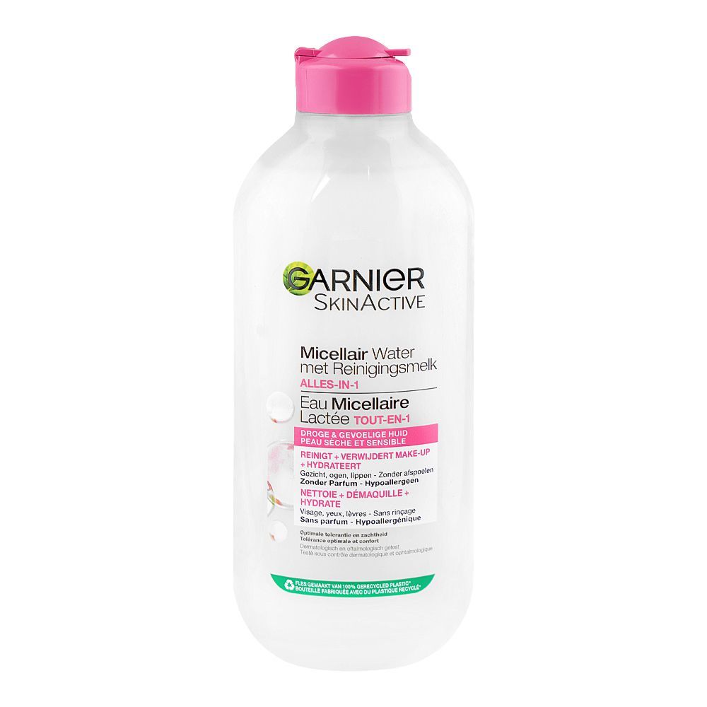Garnier Skin Active All-in-1 Micellar Cleansing Water, Citric Acid, Glycerin, For Dry & Sensitive Skin, 400ml - Main Image