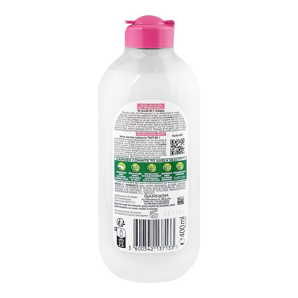 Garnier Skin Active All-in-1 Micellar Cleansing Water, Citric Acid, Glycerin, For Dry & Sensitive Skin, 400ml - Image 2