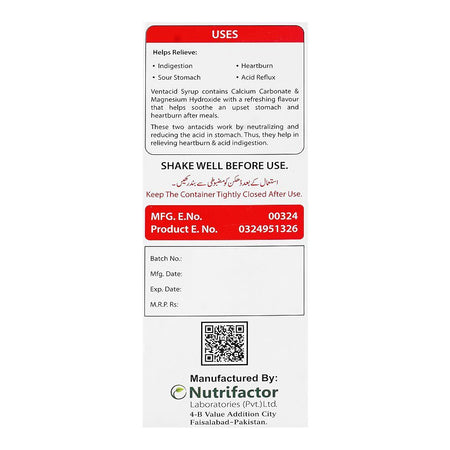 Nutrifactor Ventacid Syrup, 120ml - Image 2