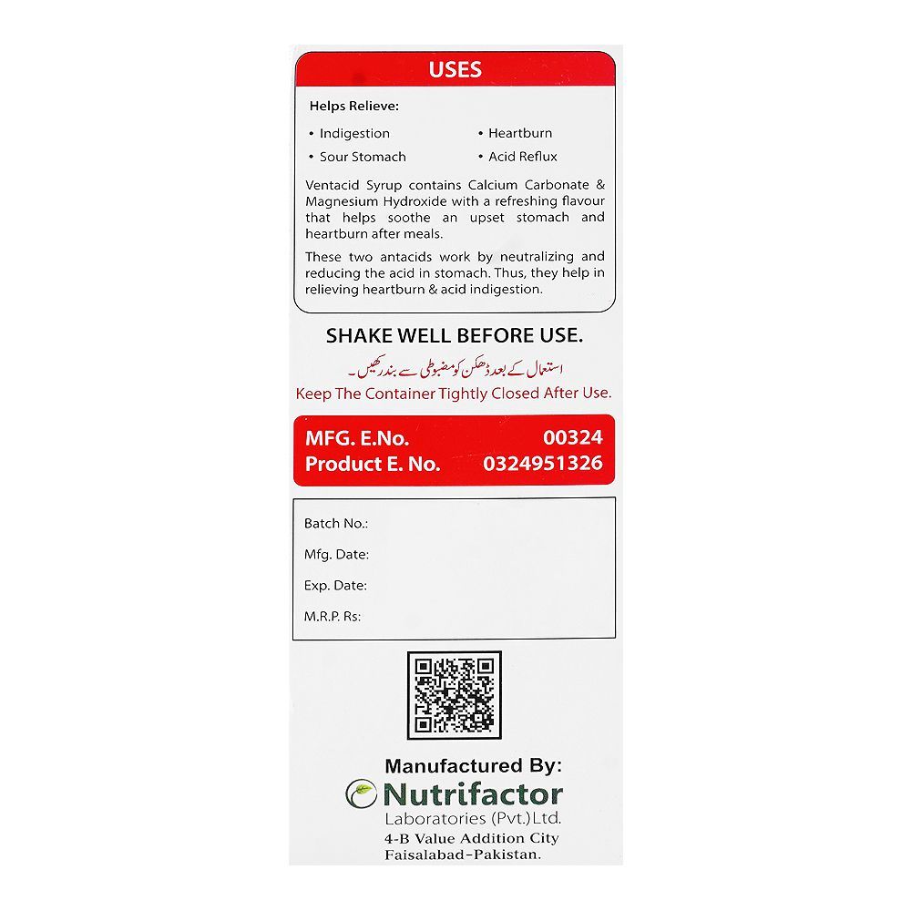 Nutrifactor Ventacid Syrup, 120ml - Image 2