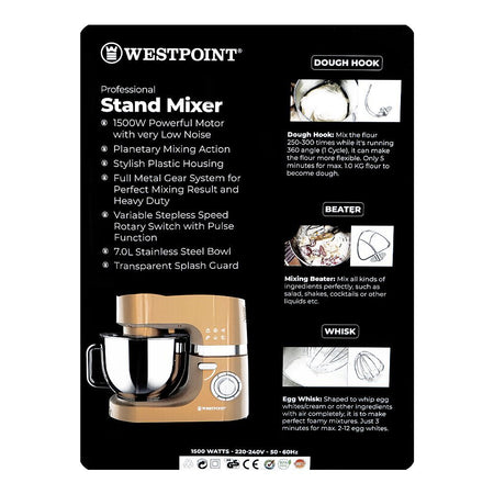 West Point Professional Stand Mixer, 1500W, WF-4636 - Image 3
