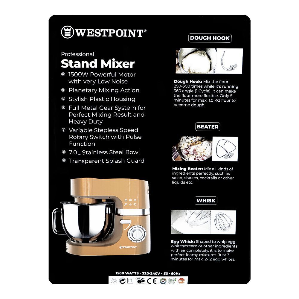 West Point Professional Stand Mixer, 1500W, WF-4636 - Image 3