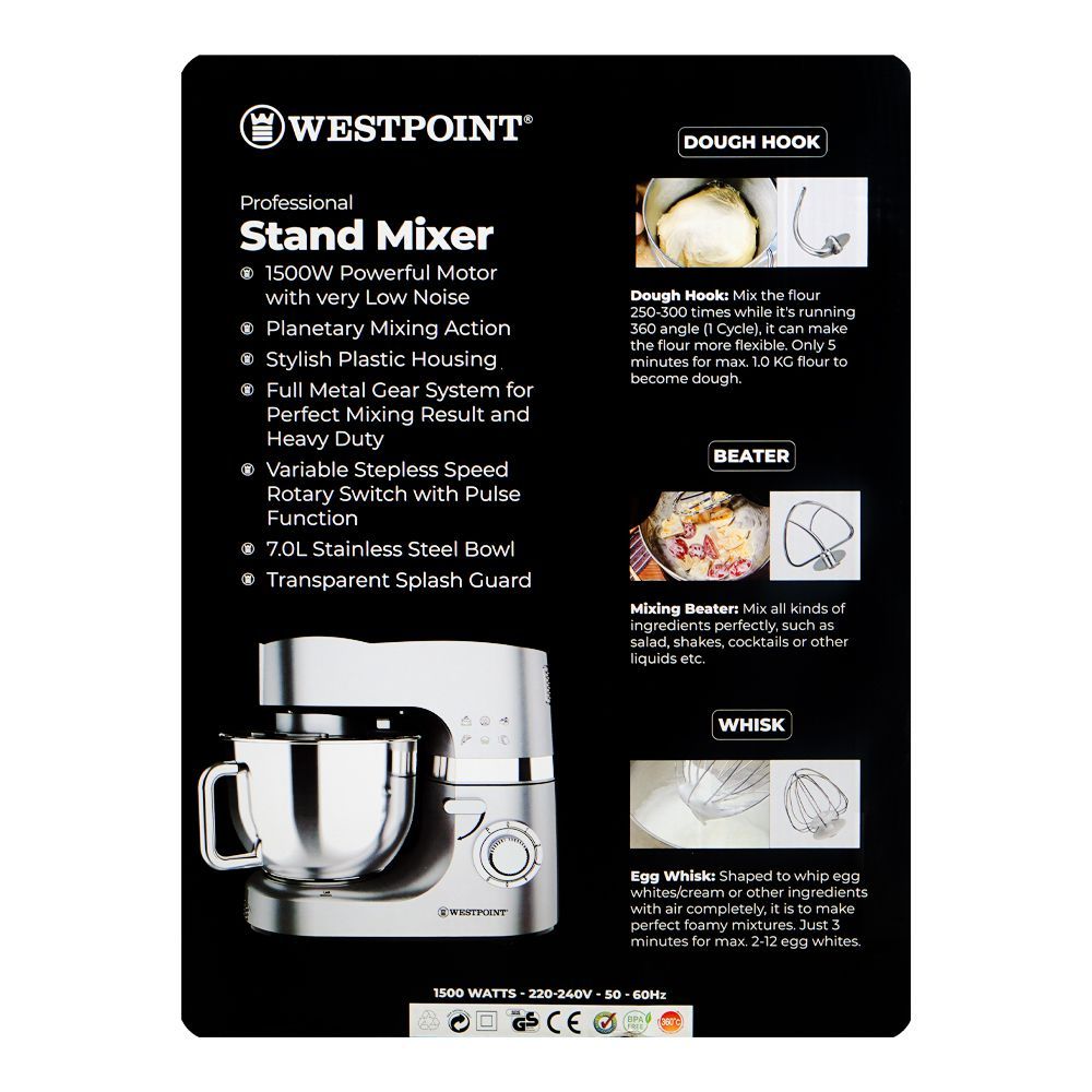 West Point Professional Stand Mixer, 1500W, WF-4646 - Image 3