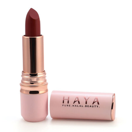 Haya Pure Halal Beauty Matte Velvet Waterproof Lipstick, 01 Rosewood, 4g - Main Image