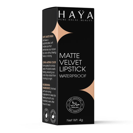 Haya Pure Halal Beauty Matte Velvet Waterproof Lipstick, 01 Rosewood, 4g - Image 3