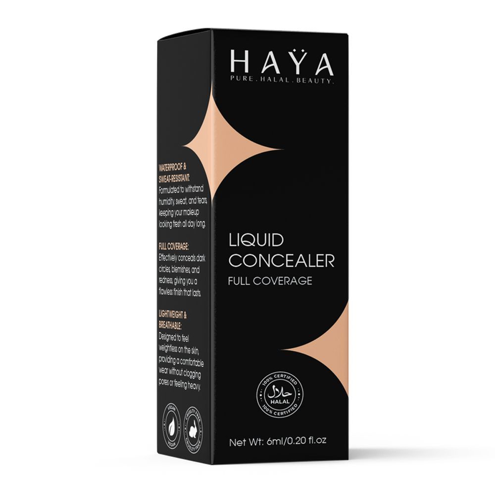 Haya Pure Halal Beauty Full Coverage Liquid Concealer, 03 Vanilla, 6ml - Image 3