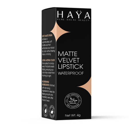 Haya Pure Halal Beauty Matte Velvet Waterproof Lipstick, 06 Orchid, 4g - Image 6