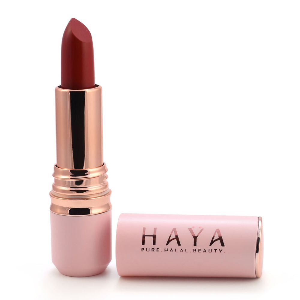 Haya Pure Halal Beauty Matte Velvet Waterproof Lipstick, 03 Fudge, 4g - Main Image