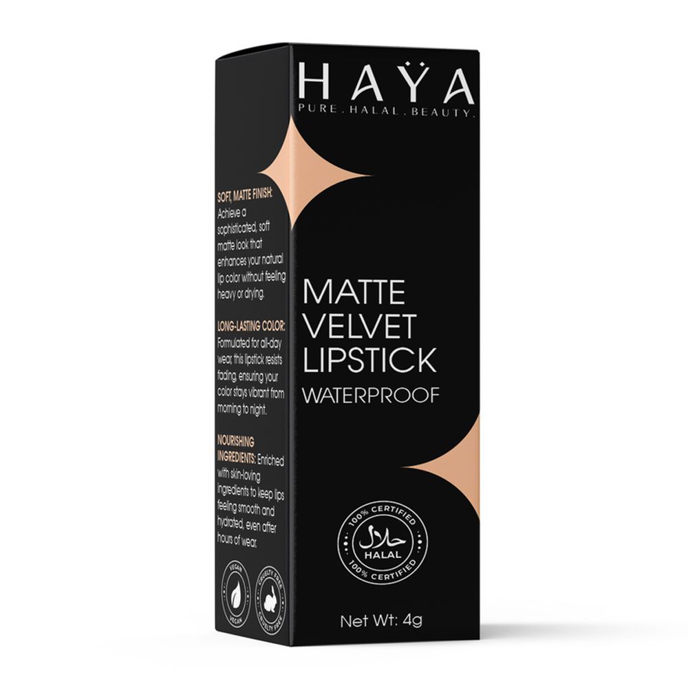 Haya Pure Halal Beauty Matte Velvet Waterproof Lipstick, 04 Rust, 4g - Image 3
