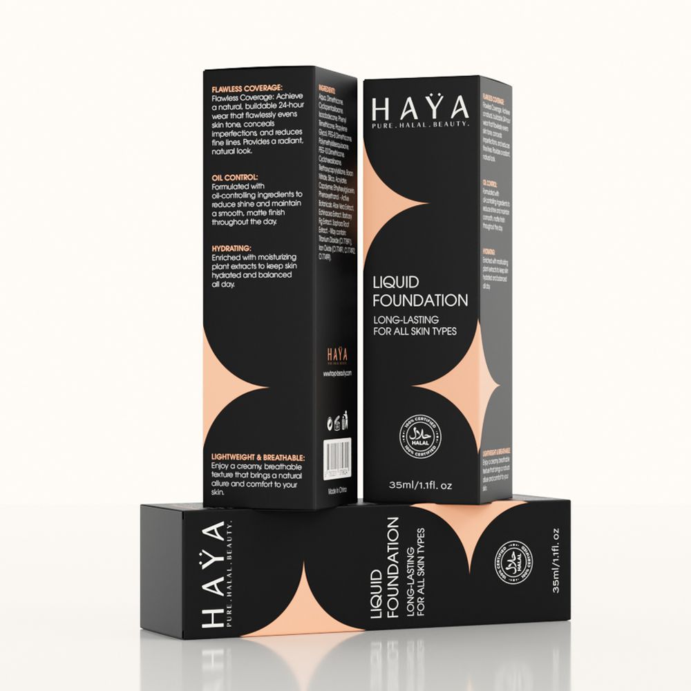 Haya Pure Halal Beauty Long Lasting Liquid Foundation, 01 Fair, 35ml - Image 2