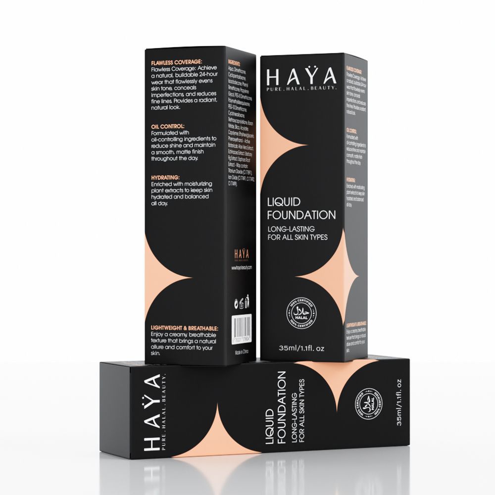 Haya Pure Halal Beauty Long Lasting Liquid Foundation, 02 Nude, 35ml - Image 2