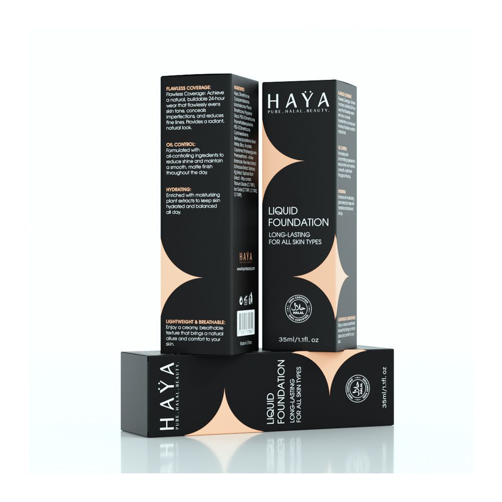 Haya Pure Halal Beauty Long Lasting Liquid Foundation, 04 Beige, 35ml - Image 2