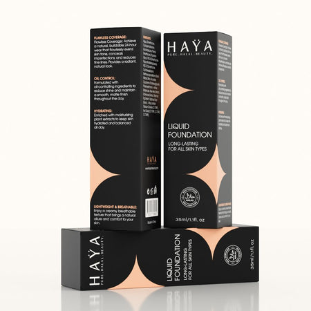 Haya Pure Halal Beauty Long Lasting Liquid Foundation, 05 Caramel, 35ml - Image 2