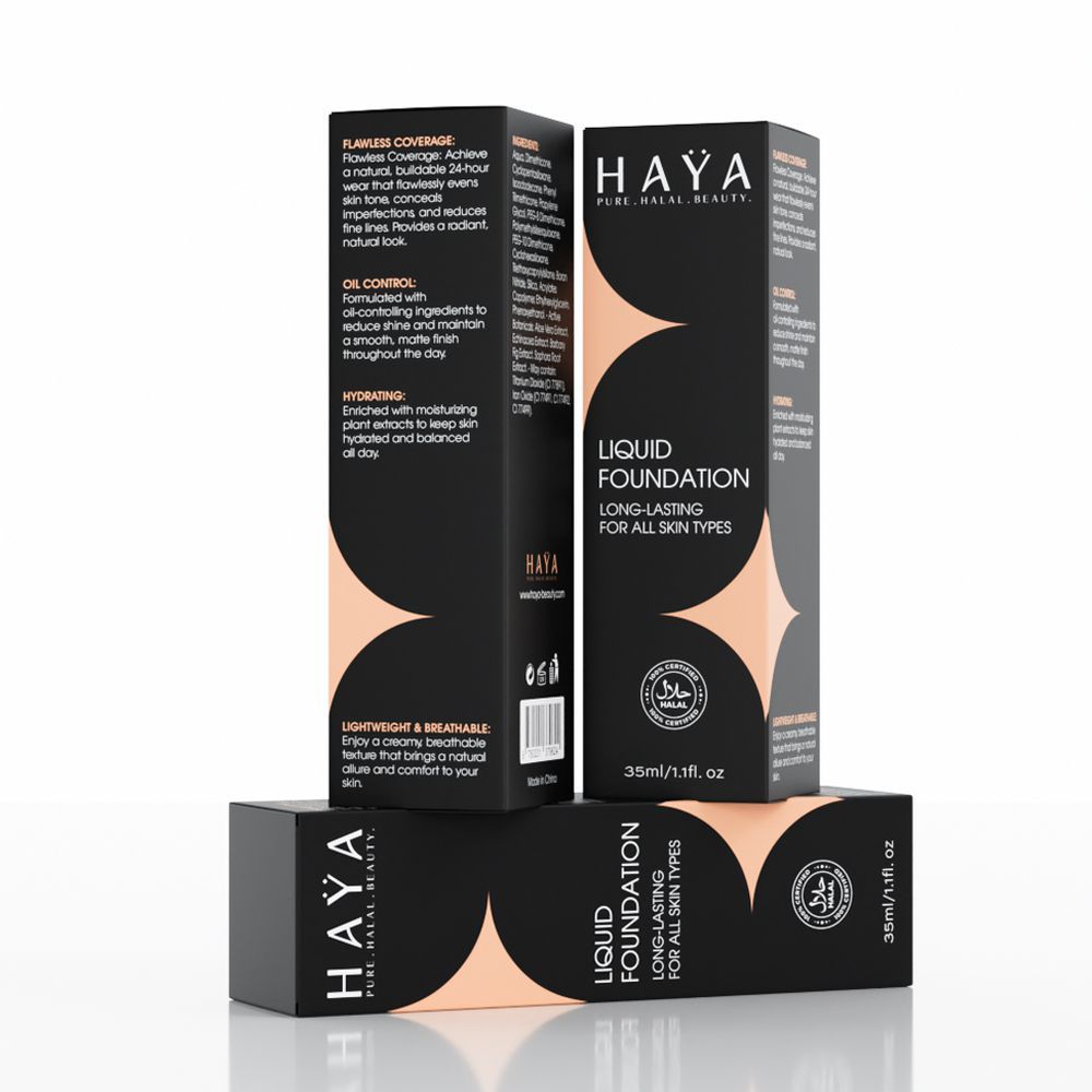 Haya Pure Halal Beauty Long Lasting Liquid Foundation, 06 Tan, 35ml - Image 2