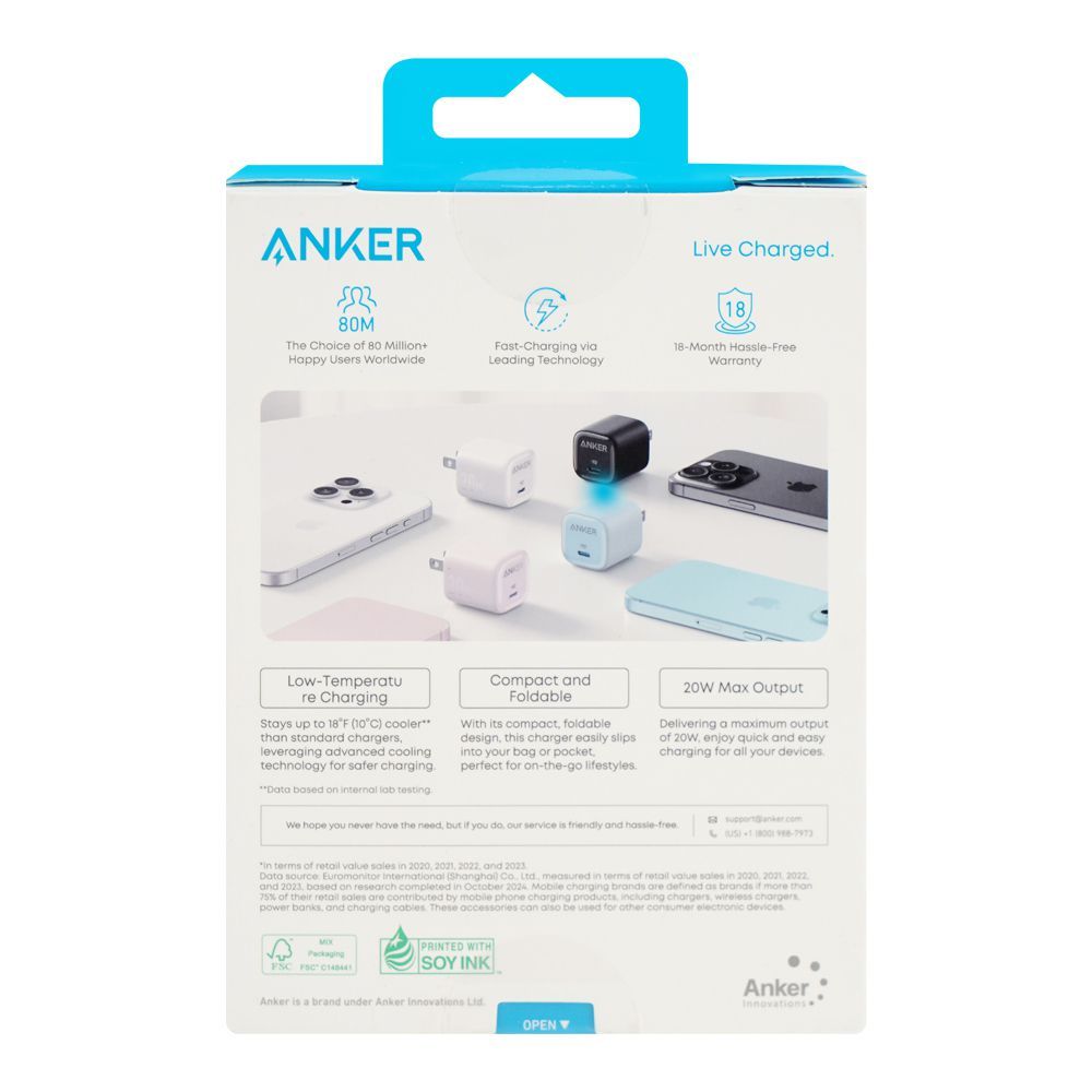 Anker Zolo Charger, 20W, PD 3.0, Black, A2699J11 - Image 3