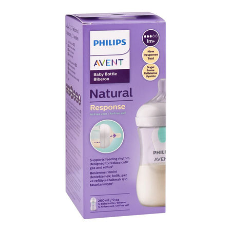 Avent Natural Response Air Free Vent Baby Feeding Bottle, 260ml, SCF673/01 - Image 3