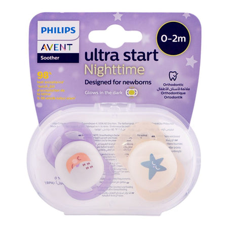 Avent Ultra Start Night Time Soothers, 0 To 2 Months, SCF075/07, 2-Pack - Main Image