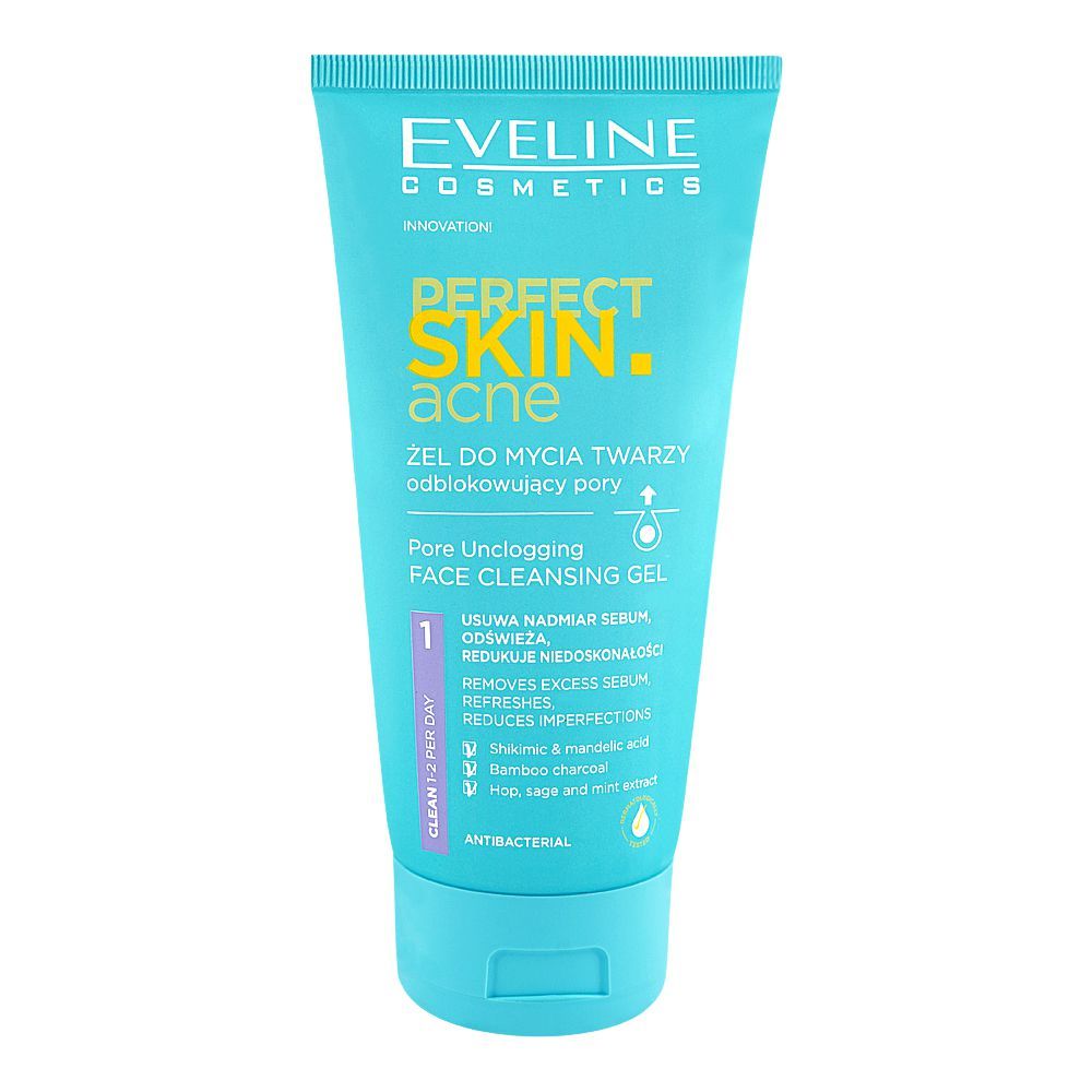 Eveline Perfect Skin Acne Pore Unclogging Face Cleansing Antibacterial Gel, 150ml - Main Image