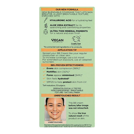 Garnier Skin Active Perfecting Care All-In-1 BB Hyaluranic Acid + Mineral Pigments Cream Medium, For Oily Skin, 50ml - Image 3
