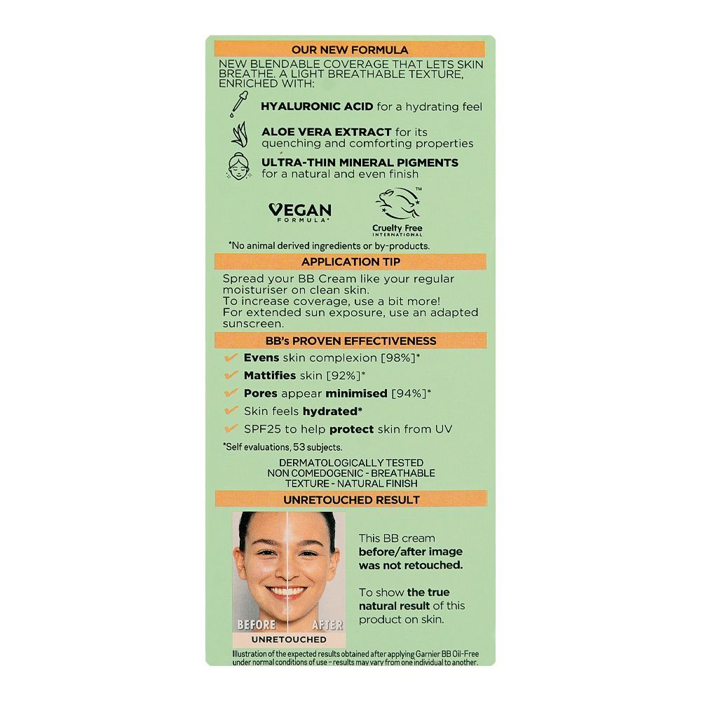 Garnier Skin Active Perfecting Care All-In-1 BB Hyaluranic Acid + Mineral Pigments Cream Medium, For Oily Skin, 50ml - Image 3