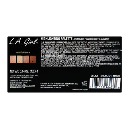 L.A. Girl Fanatic Highlighting Palette, GBL426 Moonlight Magic, 4-Pack - Image 4