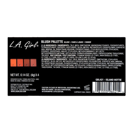 L.A. Girl Fanatic Blush Palette, GBL421 Island Hottie, 4-Pack - Image 4