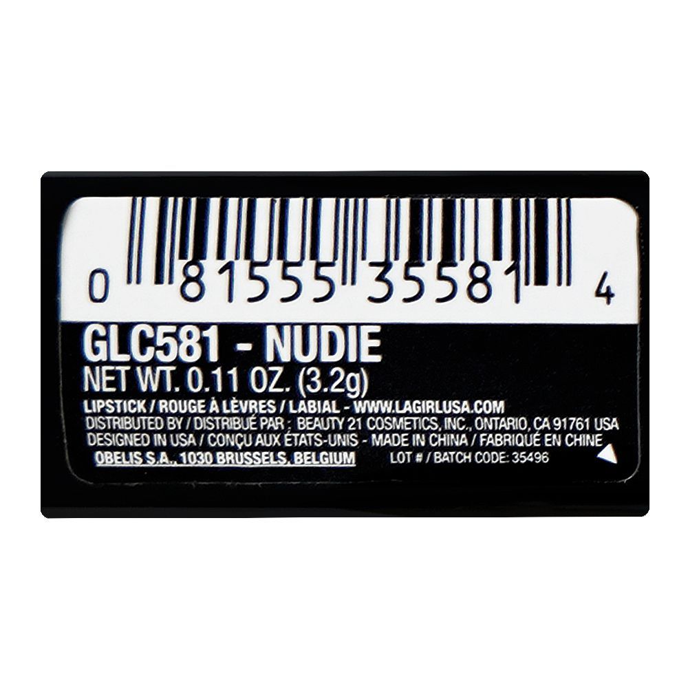 L.A. Girl Lip Attraction Lipstick, GLC581 Nudie, 3.2g - Image 4