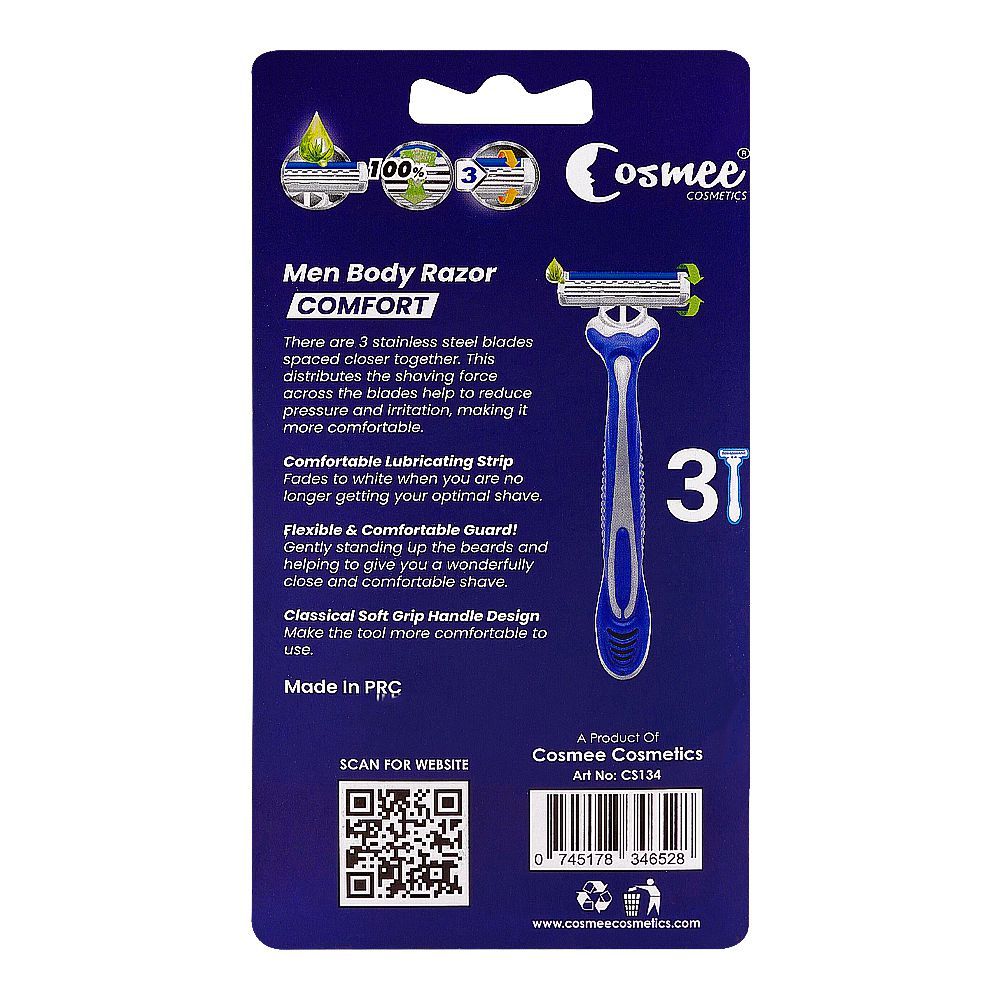 Cosmee Men Comfort Body Razor, 3-Pack - Image 2