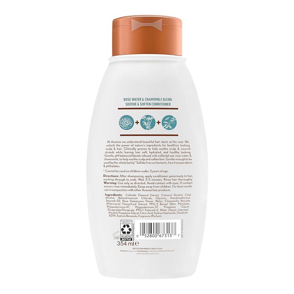 Aveeno Rose Water & Chamomile Blend Soothe & Soften Conditioner, For Dry Hair, 354ml - Image 2