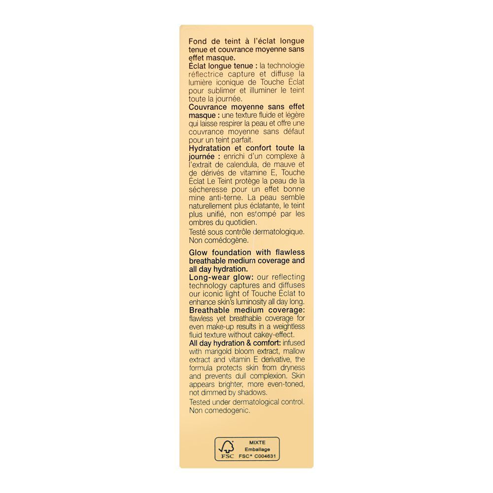 Yves Saint Laurent Touche E'Clat Le Teint Long Wear Glow Foundation, SPF22 PA++ B30 Almond, 25ml - Image 2