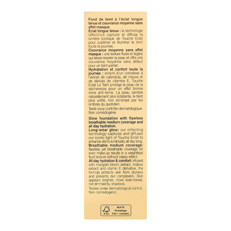 Yves Saint Laurent Touche E'Clat Le Teint Long Wear Glow Foundation, SPF22 PA++ BR30 Cool Almond, 25ml - Image 2