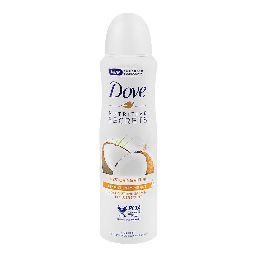 Dove Nourishing Secrets Coconut & Jasmine Flower Scent Anti-Perspirant Deodorant Spray, For Men & Women, Vegan, 150ml - Main Image