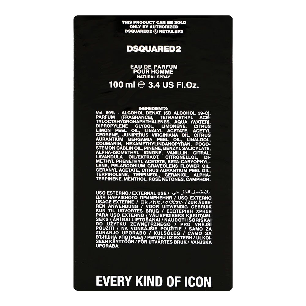 Dsquared2 Icon Pour Homme, Eau De Parfum, For Men, 100ml - Image 3