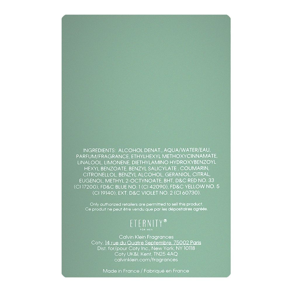 Calvin Klein Eternity Cologne, Eau de Toilette, For Men, 100ml - Image 3