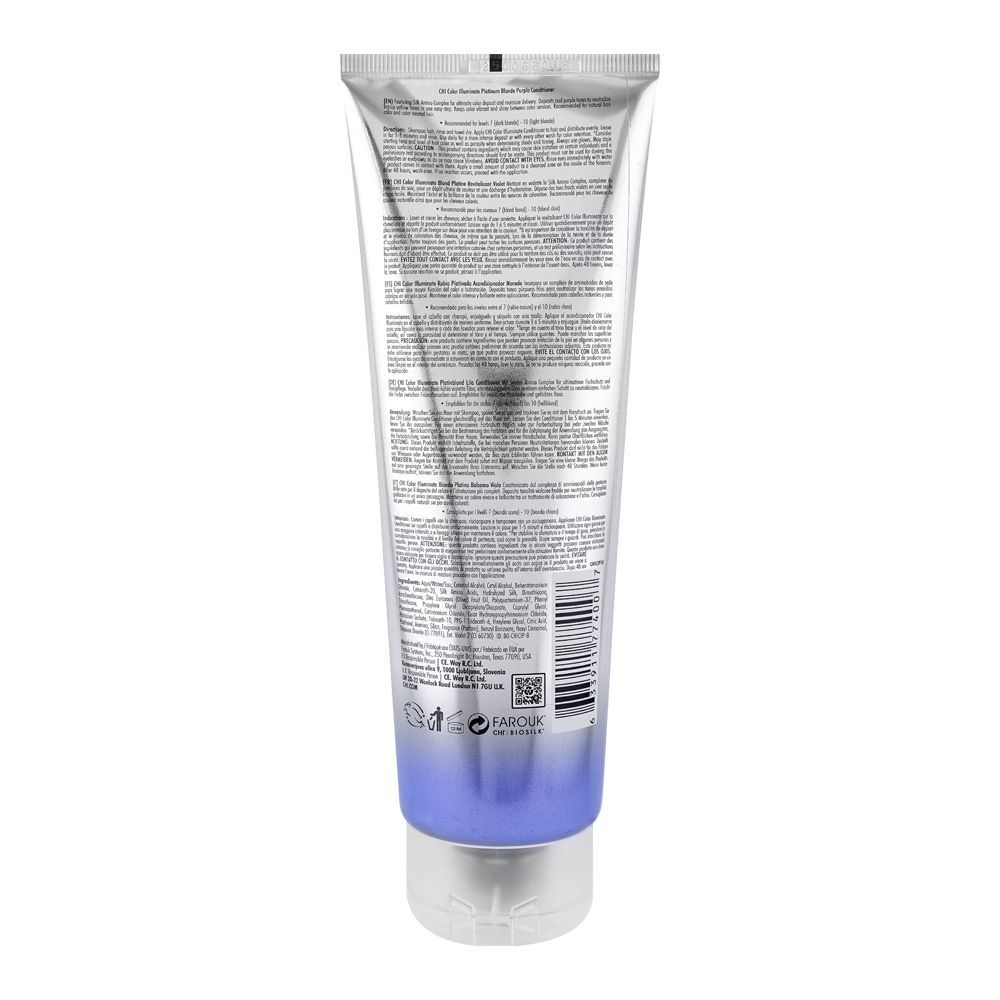 CHI Color Illuminate 95% Natural Platinum Blonde Purple Conditioner, Paraben Free, 251ml - Image 2