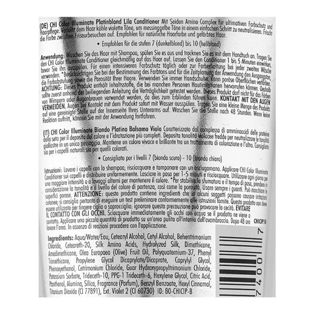 CHI Color Illuminate 95% Natural Platinum Blonde Purple Conditioner, Paraben Free, 251ml - Image 3