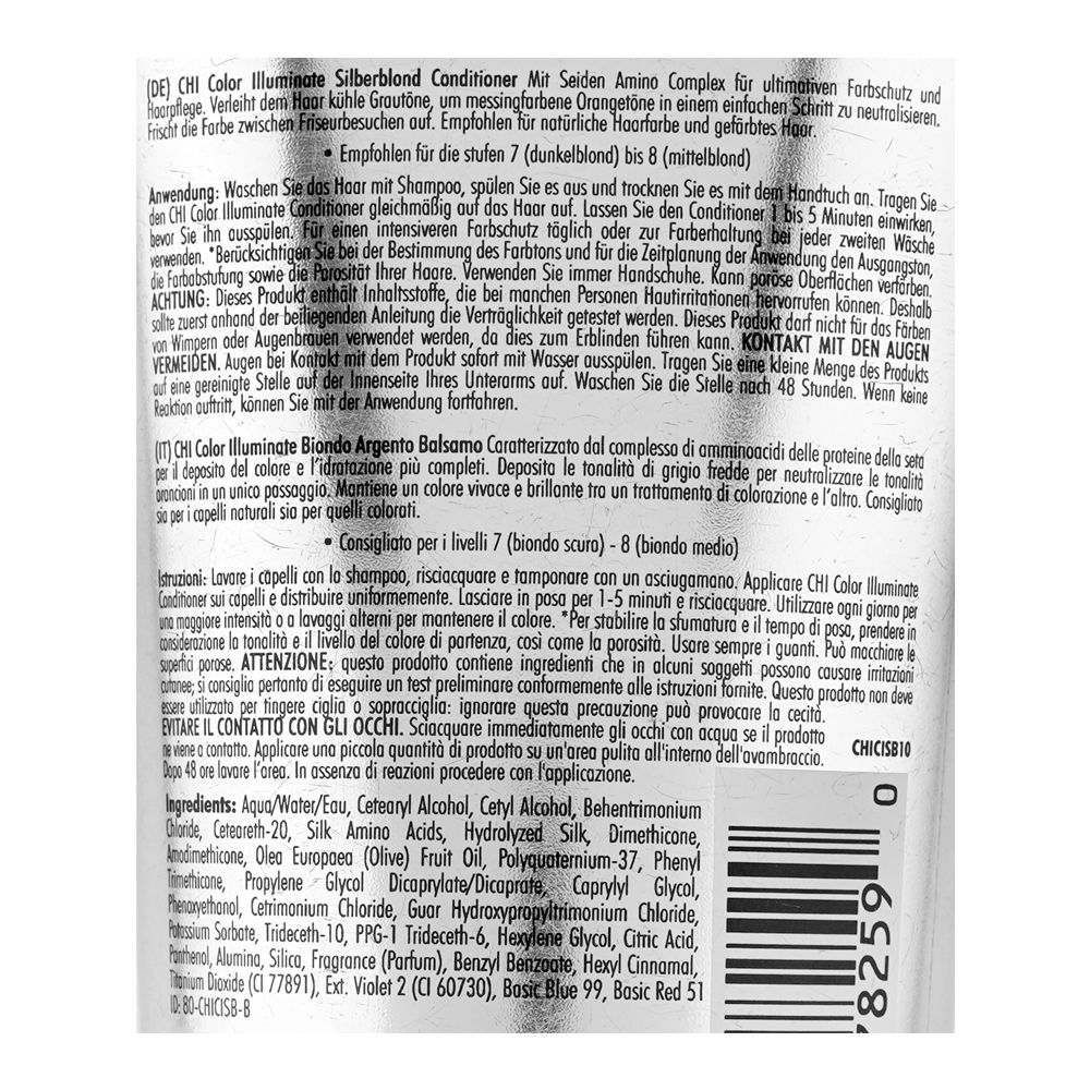 CHI Color Illuminate 95% Natural Silver Blonde Conditioner, Paraben Free, 251ml - Image 3
